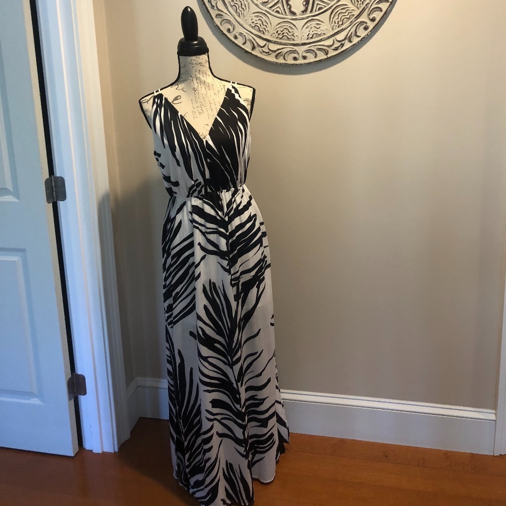 navy and white summer maxi dress